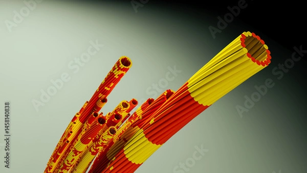 Fototapeta Vibrant abstract cable design showcasing dynamic thread movement