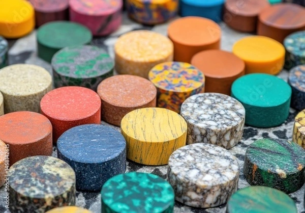 Fototapeta Colorful Round Stones Displaying Natural Patterns