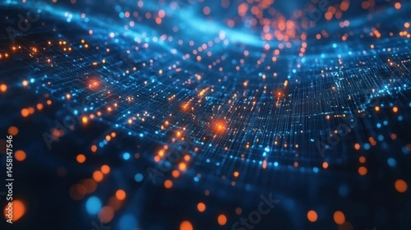 Obraz Abstract Digital Network: A Futuristic Visualization of Interconnected Data