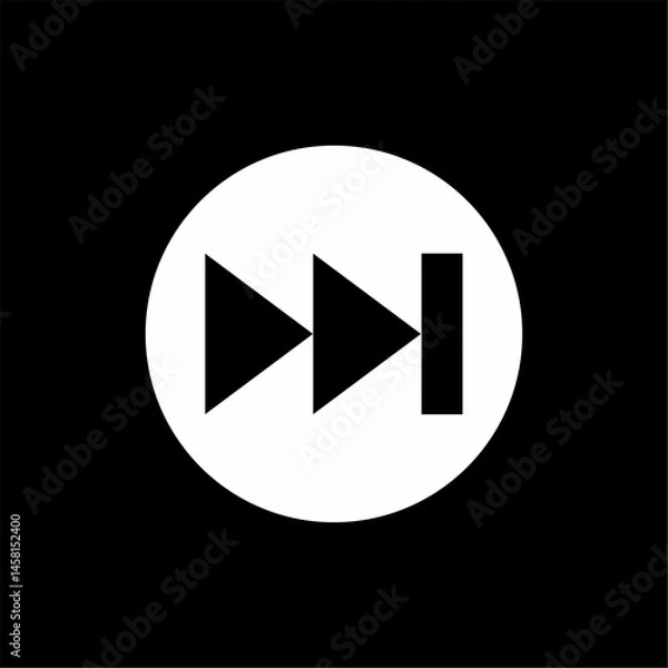 Fototapeta Black and White Fast Forward Button Icon for Media Applications
