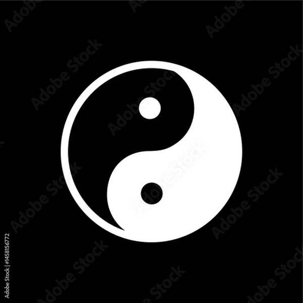 Fototapeta Yin Yang Symbol on Black Background
