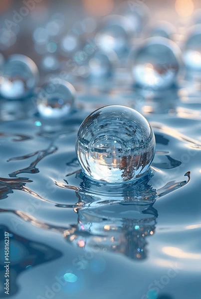 Obraz water drops on blue background