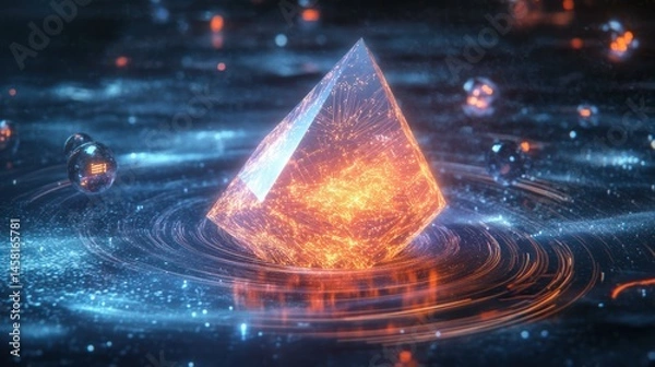 Obraz Luminous Pyramid in a Cosmic Sea: A Digital Masterpiece
