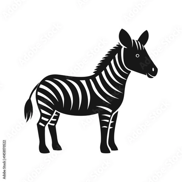 Fototapeta Zebra silhouette vector illustration, black wild animal shape icon for wildlife, safari, jungle