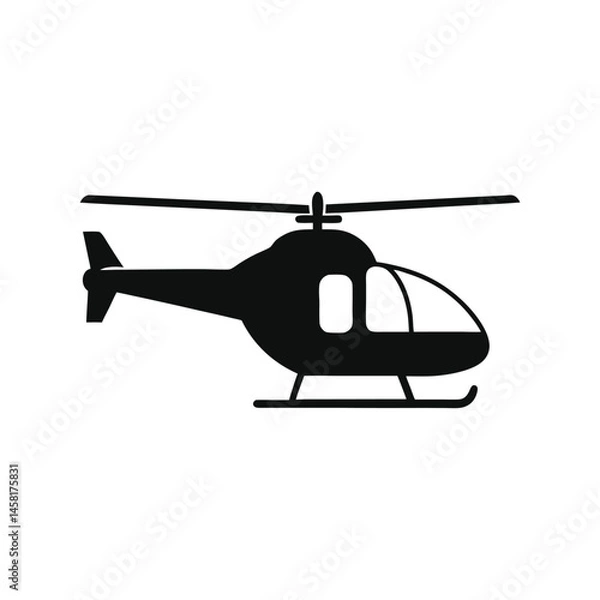 Obraz Helicopter silhouette vector illustration. rotor aircraft icon, flying helicopter design, aviation transportation symbol