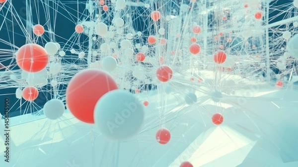 Obraz Abstract Network: Interconnected Spheres in a Digital Space