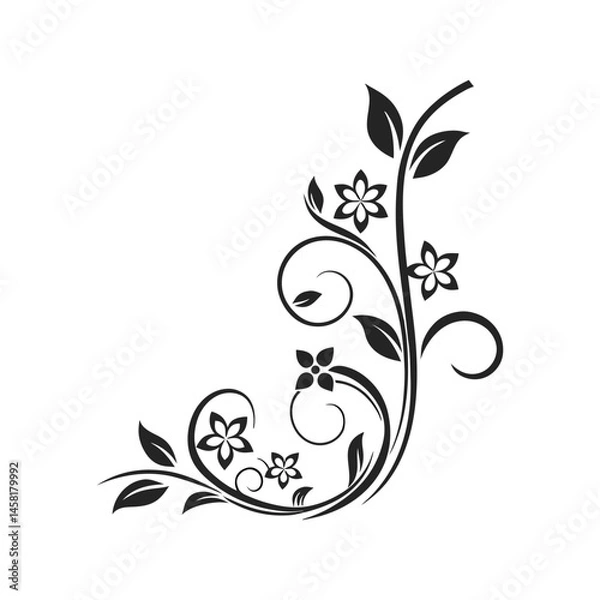 Obraz Abstract floral element silhouette vector. decorative flower motif, botanical ornament, elegant nature graphic symbol