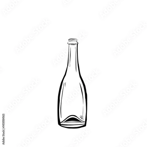 Obraz Hand drawing empty wine bottle