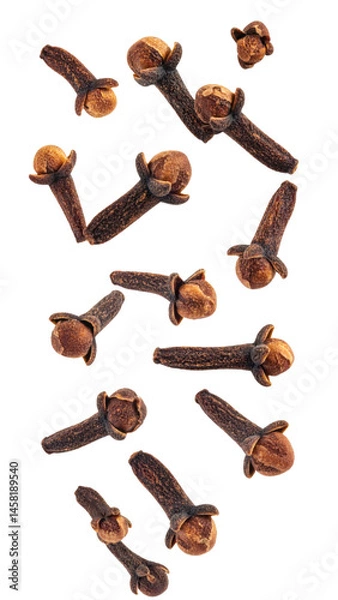 Fototapeta Aromatic Cloves Scattered on Transparent Background