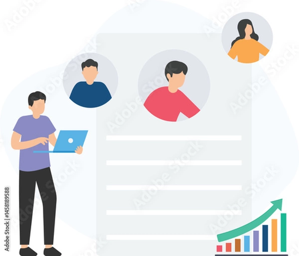 Fototapeta User growth or customer acquisition, user retention or engagement, market expansion or audience targeting, user onboarding or sign-up process, product adoption or user experience (UX), active users 