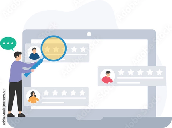 Fototapeta User feedback or customer response, product reviews or service ratings, survey results or feedback forms, client suggestions or improvement ideas, user experience (UX) insights or usability comments, 