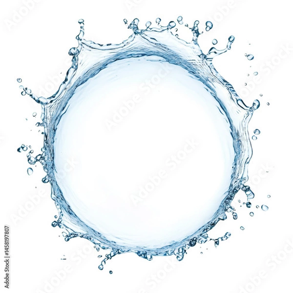 Obraz Water splash creating a perfect circular formation isolated on a transparent background during a calm moment, Water splash forming a circle isolated