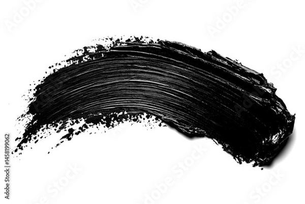 Obraz Top view of a black rough brush stroke isolated on a white transparent background