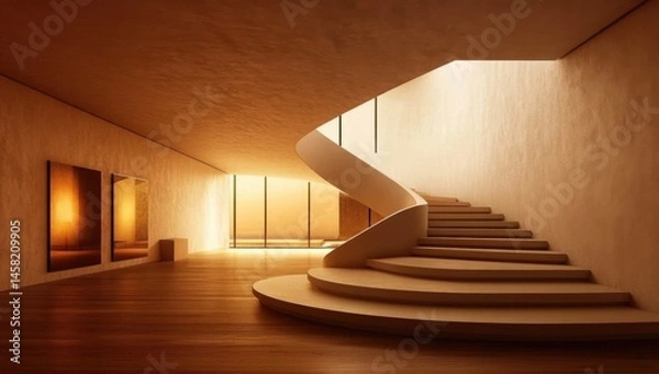 Obraz Stunning Spiral Staircase in a Modern Home