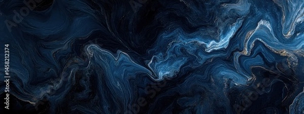 Obraz Deep Blue Abstract Marbled Art