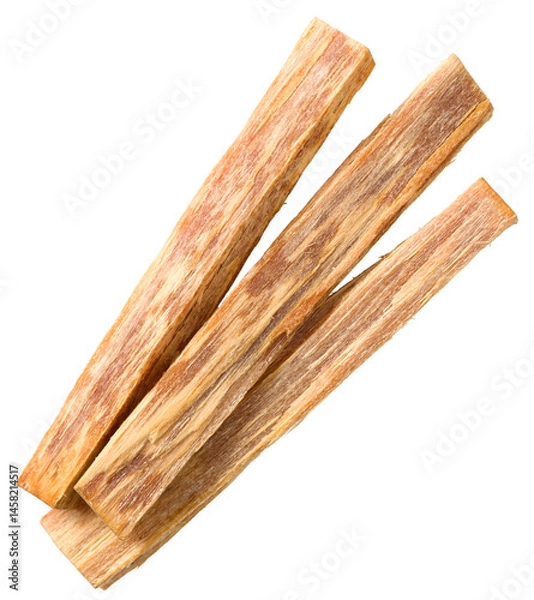 Fototapeta Cedar wood sticks isolated on white background, top view.