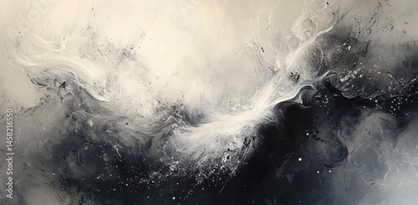 Obraz Monochromatic Abstract Painting with Flowing Forms