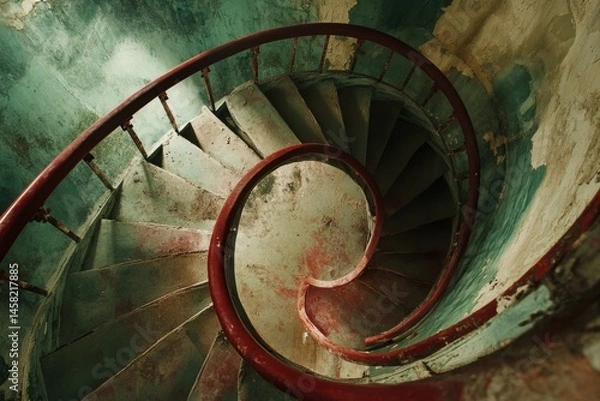 Obraz Spiral Staircase in an Old Building