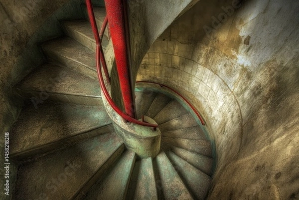 Obraz Intricate Spiral Staircase in Old Building