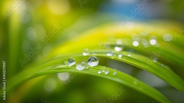 Fototapeta Raindrops falling on green leaves nature scene high-resolution stock photo vibrant environment close-up view