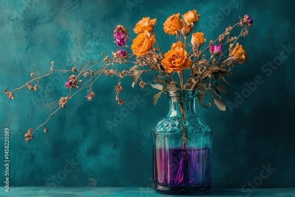 Obraz Dried Roses in a Vintage Vase