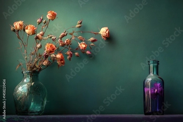 Obraz Delicate Dried Roses in a Glass Vase