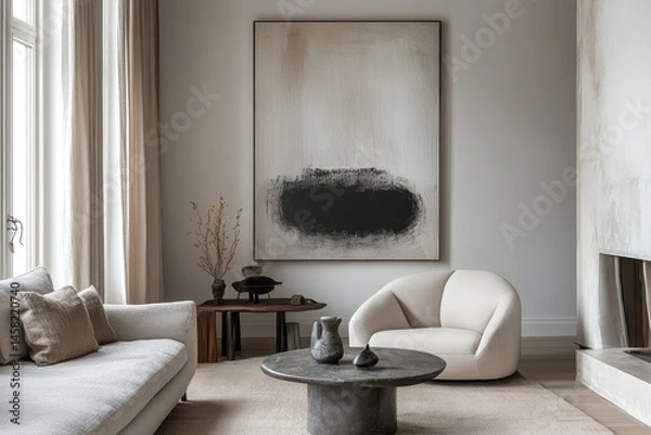 Obraz Modern Minimalist Living Room with Abstract Art