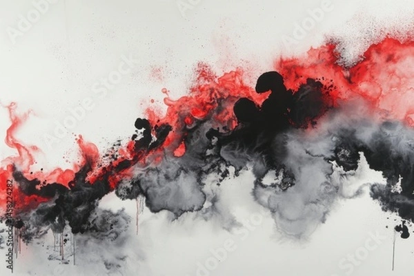 Obraz Abstract Red and Black Splatter Art
