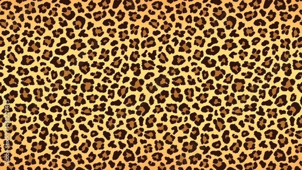 Fototapeta Seamless texture of leopard print with brown spots on a yellow background animal print