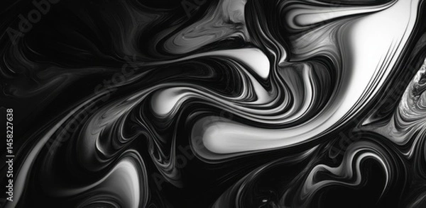 Obraz Stunning Black and White Abstract Fluid Art