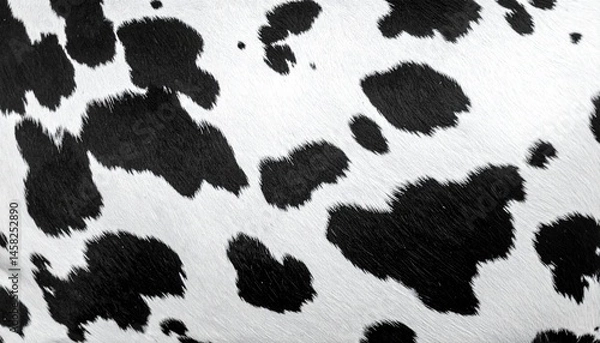 Fototapeta Close up Texture of a Cow's Black and White Hide Pattern Natural Animal Fur Background