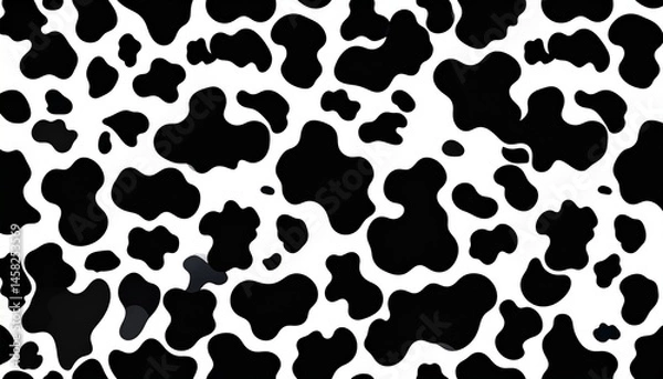 Fototapeta Seamless Cow Print Pattern Black and White Spots Design for Textile and Fabric