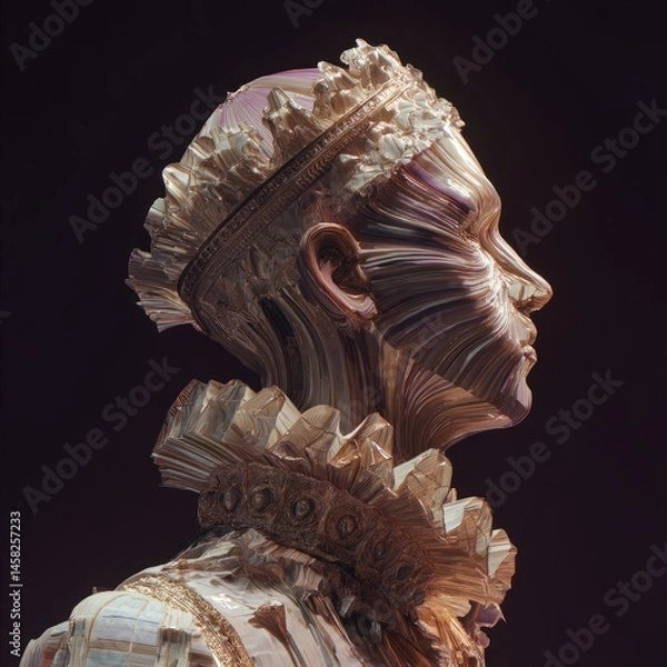Fototapeta An Abstract Portrait of a Regal Figure Rendered in a Striking Textured Style