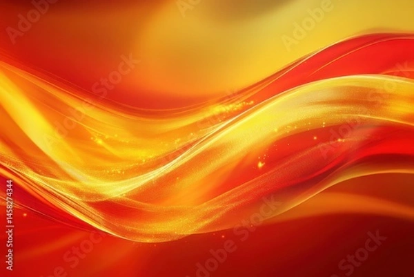 Fototapeta Dynamic red and yellow waves create an energetic abstract artwork that captivates the viewer's attention, Abstract red and yellow waves creating a dynamic and vibrant visual effect Artistic