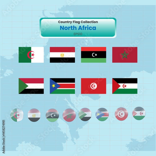 Obraz All north african flags continent Vector illustration template