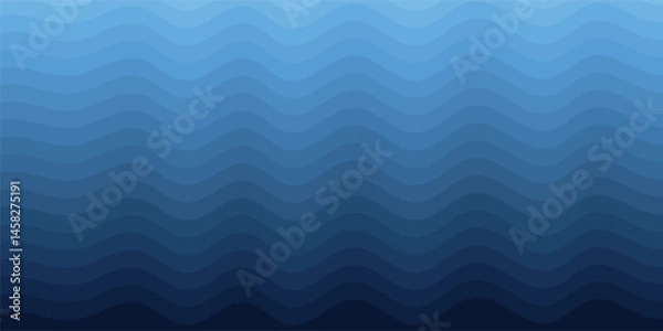 Obraz Sea waves. Blue river ocean wave layer vector background illustration