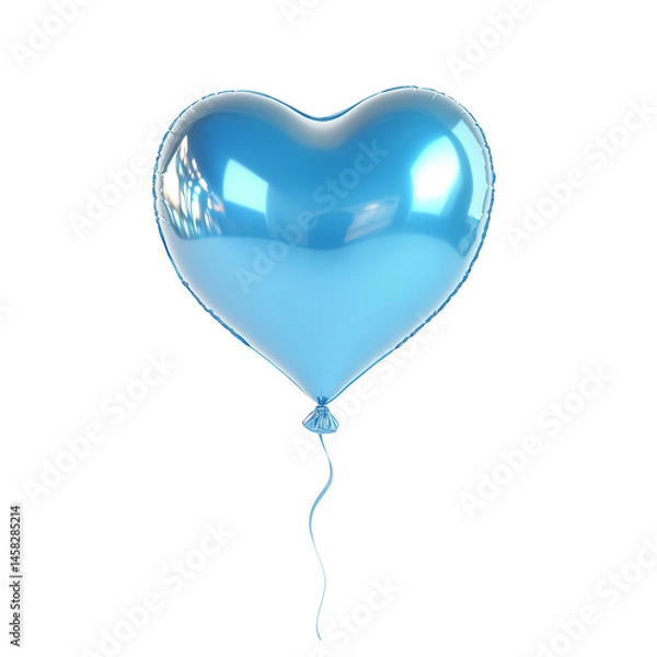 Obraz 3d rendering icon blue heart balloon illustration PNG. cartoon minimal style heart shape balloon on transparent isolated background.