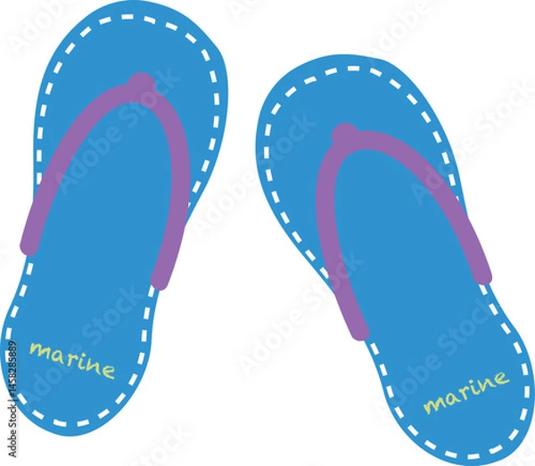 Obraz 夏の水辺で履くサンダルのベクターイラスト