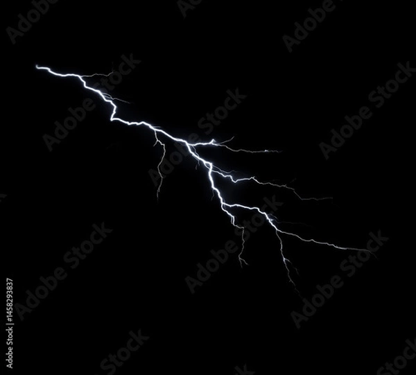 Fototapeta thunder lightning bolt isolated on black background