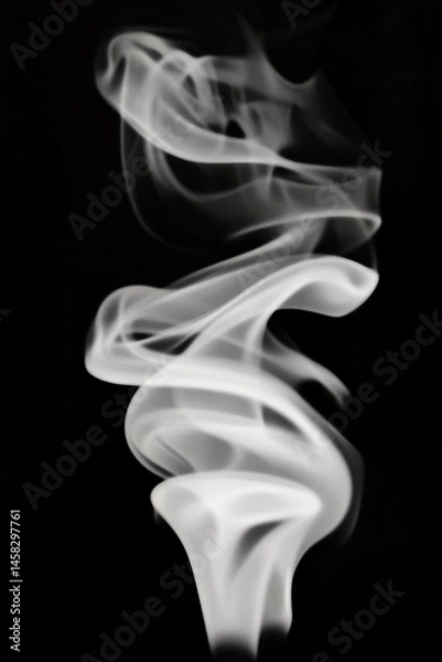 Obraz White smoke isolated on black background