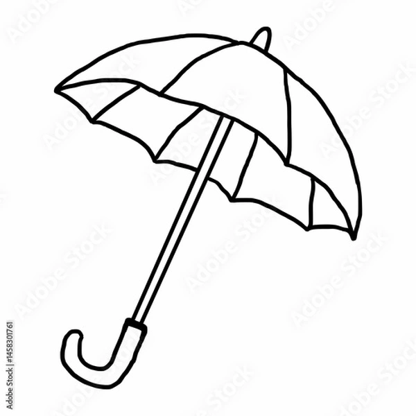 Obraz This is a pixel design illustrating the hand-drawn sketch of an umbrella, showcasing minimalistic lines and artistic strokes ideal for weather, monsoon, and protection themes.
