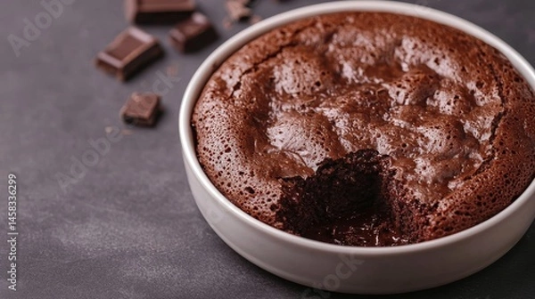 Fototapeta Decadent Molten Lava Cake with Rich, Oozing Chocolate Filling and Sliced Open Dessert