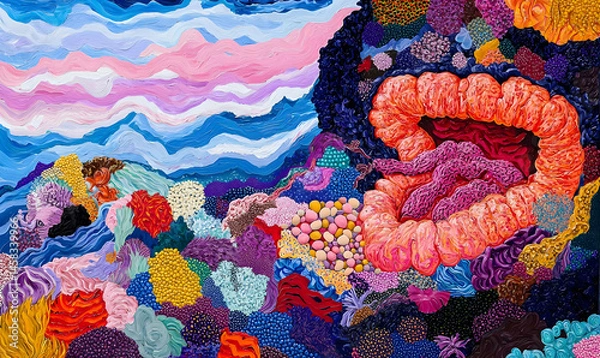 Obraz Vibrant and Colorful Underwater Coral Reef Illustration