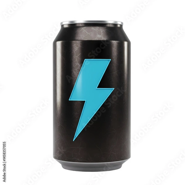Obraz 3D Energy Drink Can with Lightning Bolt on Transparent Background  