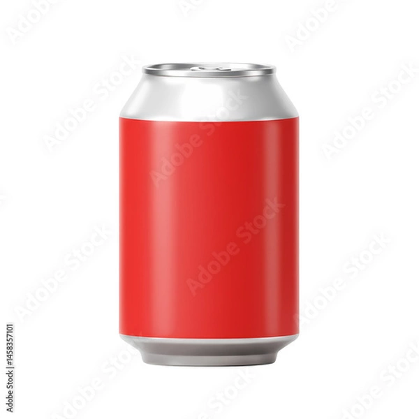 Obraz 3D Soda Can, Transparent Background, Red Color, Beverage Design  
