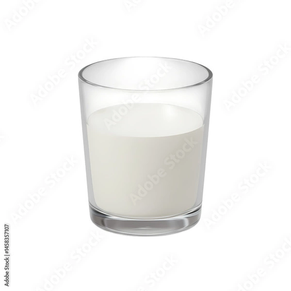 Obraz 3D Milk Glass on Transparent Background with Fresh Milk  
