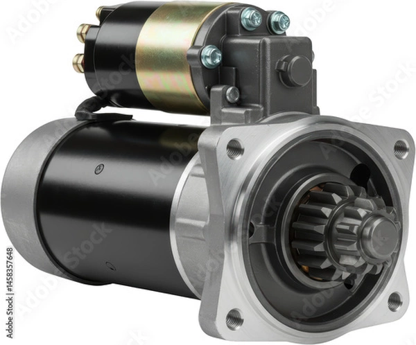 Fototapeta High Resolution Image of Automotive Starter Motor Powerful Engine Part Close up View