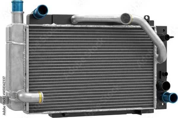 Fototapeta Automotive Radiator Cooling System Detailed 3D Render of Car Radiator with Pipes