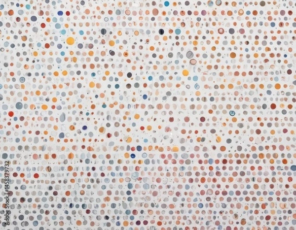 Fototapeta White background, colorful halftone dots; varying sizes and density,  density,  retro,  overlay