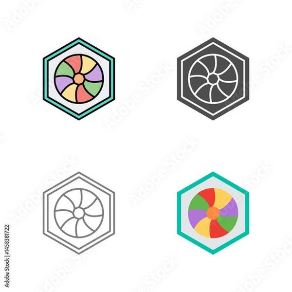 Fototapeta Unique Hexagonal Diaphram Vector Icon